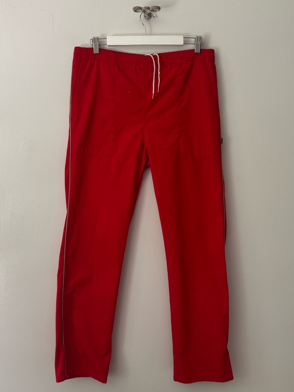 Vintage 90s Red Woven Made in USA Track Pants by Sasson.